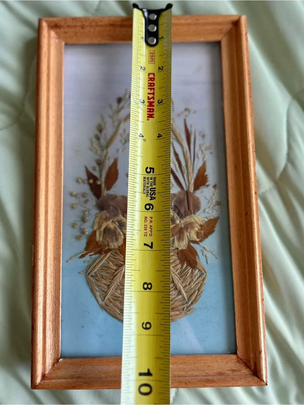 Vintage Handmade Russian Made Dried Pressed Florals Behind Glass Wall Art
